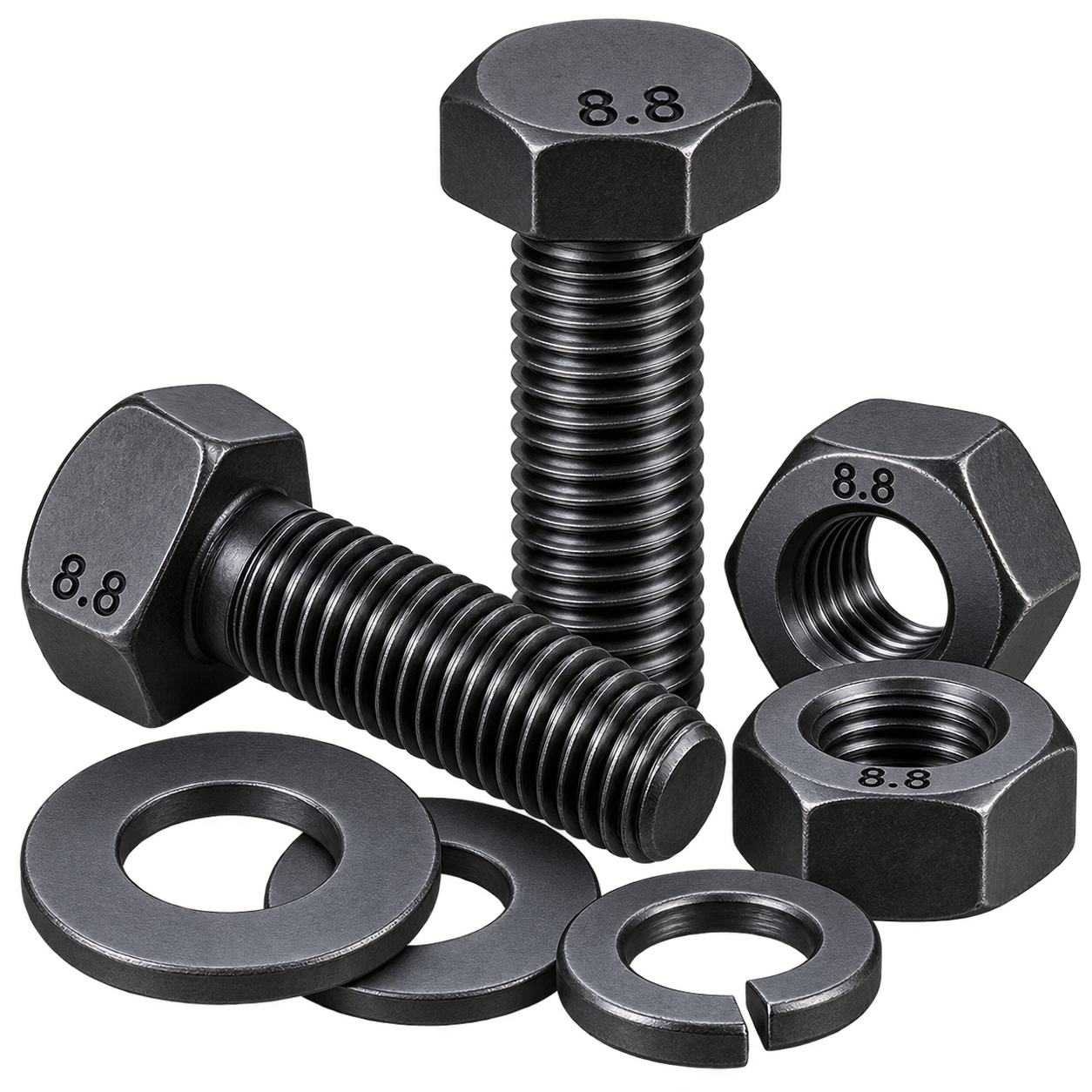 Grade 8.8 High-Tensile Black Bolts, Nuts & Washers