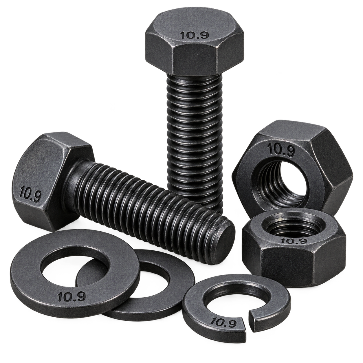 Grade 10.9 High-Tensile Black Bolts, Nuts & Washers